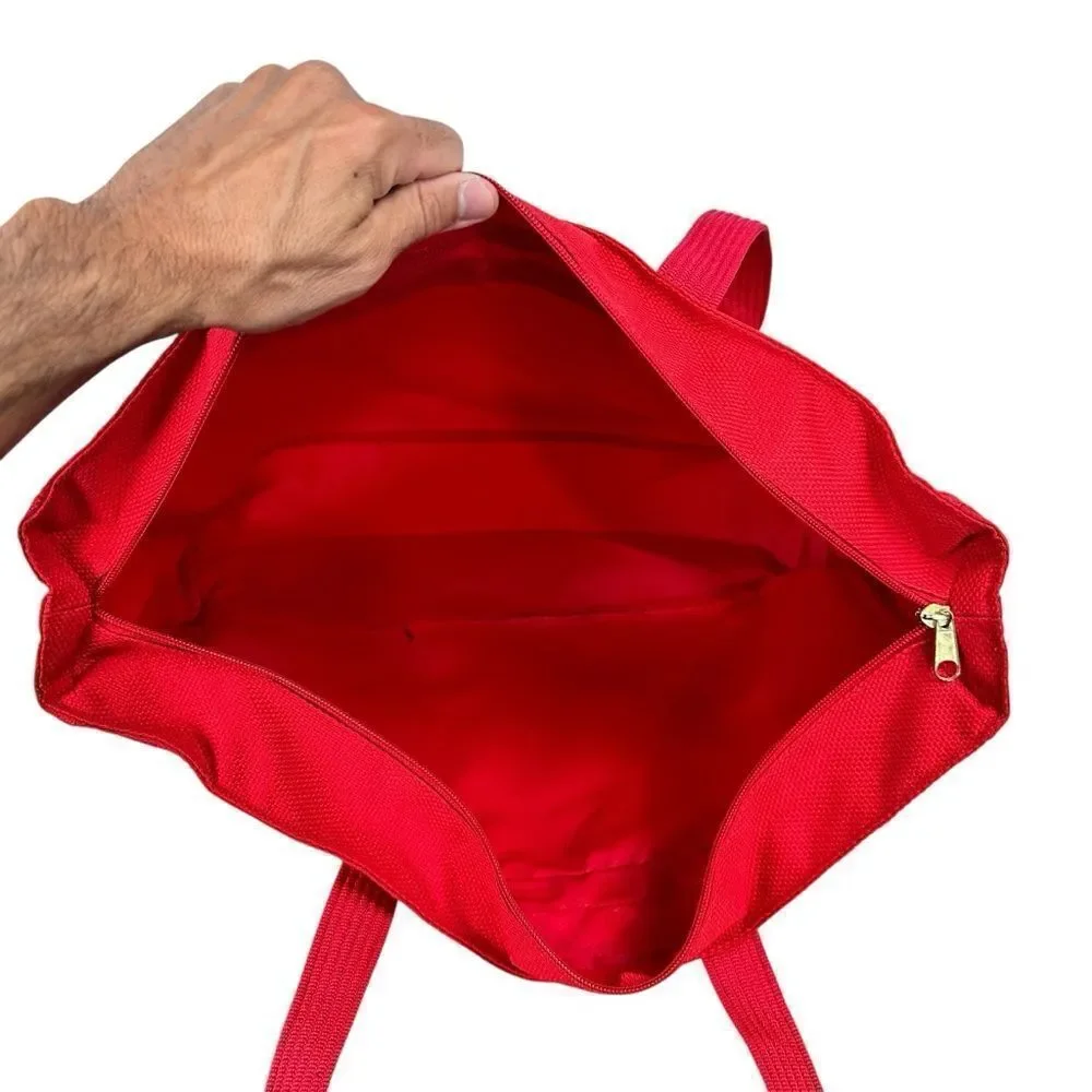 Vintage Canada Travel Tote Duffel Carry On Overnight Gym Bag Red Canvas